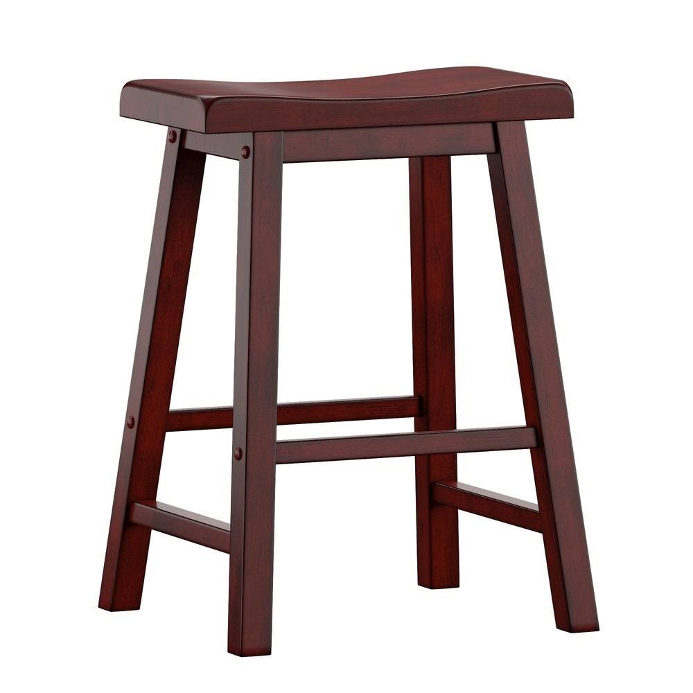 Berry Red Saddle Seat Counter Height Backless Stools Set of 2 W5585