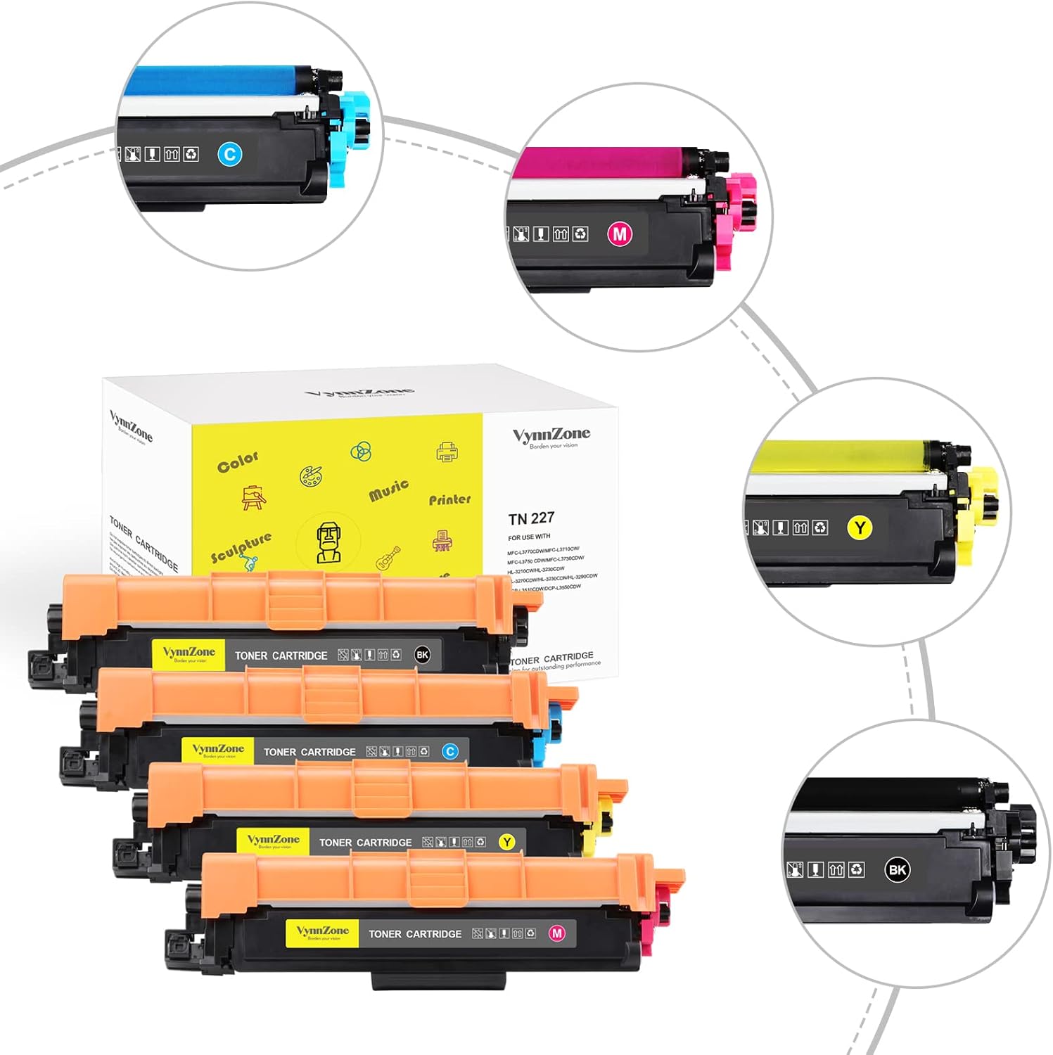 Toner Cartridge 4 Pack Black Cyan Magenta Yellow G364