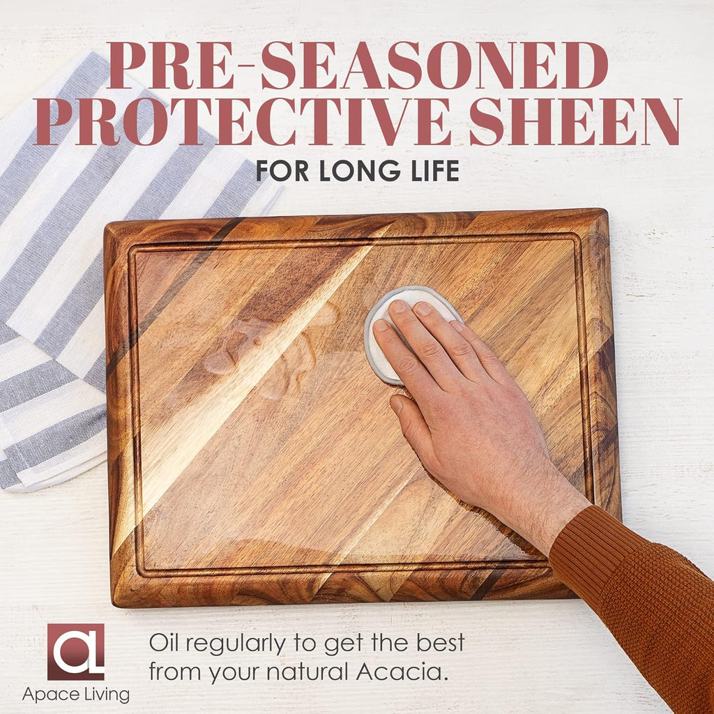 Large Acacia Wood Cutting Board with Stand and Juice Groove E521