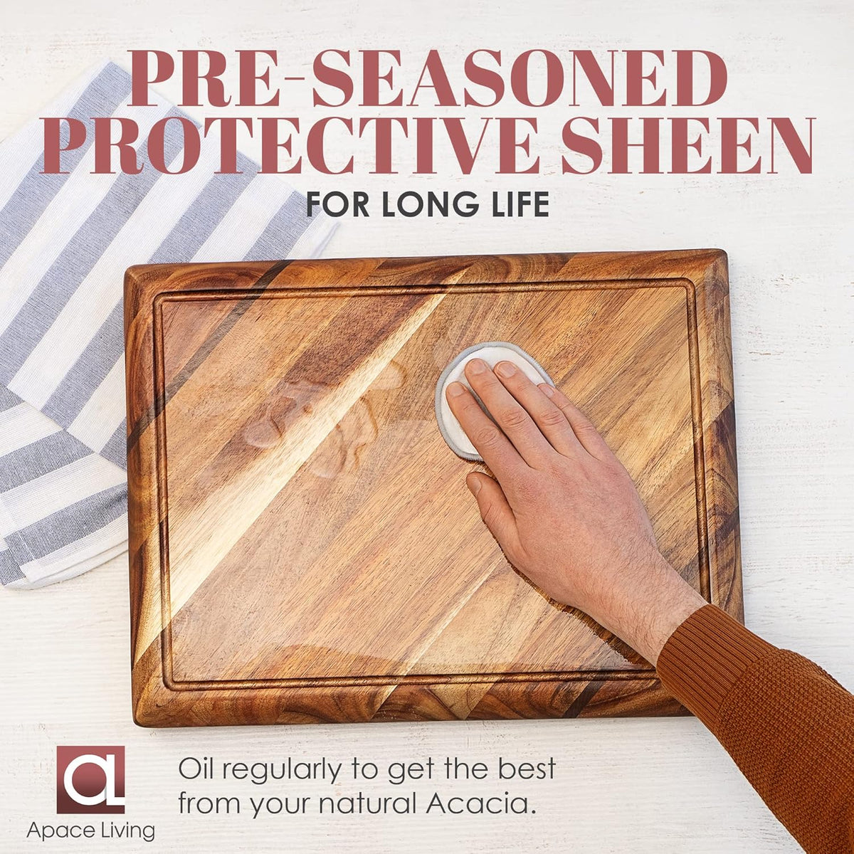 Large Acacia Wood Cutting Board with Stand and Juice Groove E521