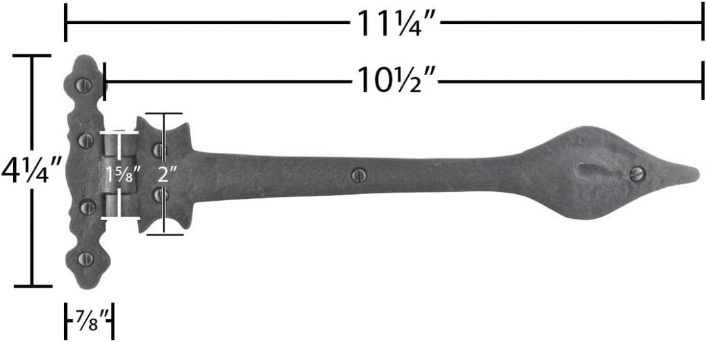Black Wrought Iron Door Hinge 11.25 Long Pack of 4 Z72143