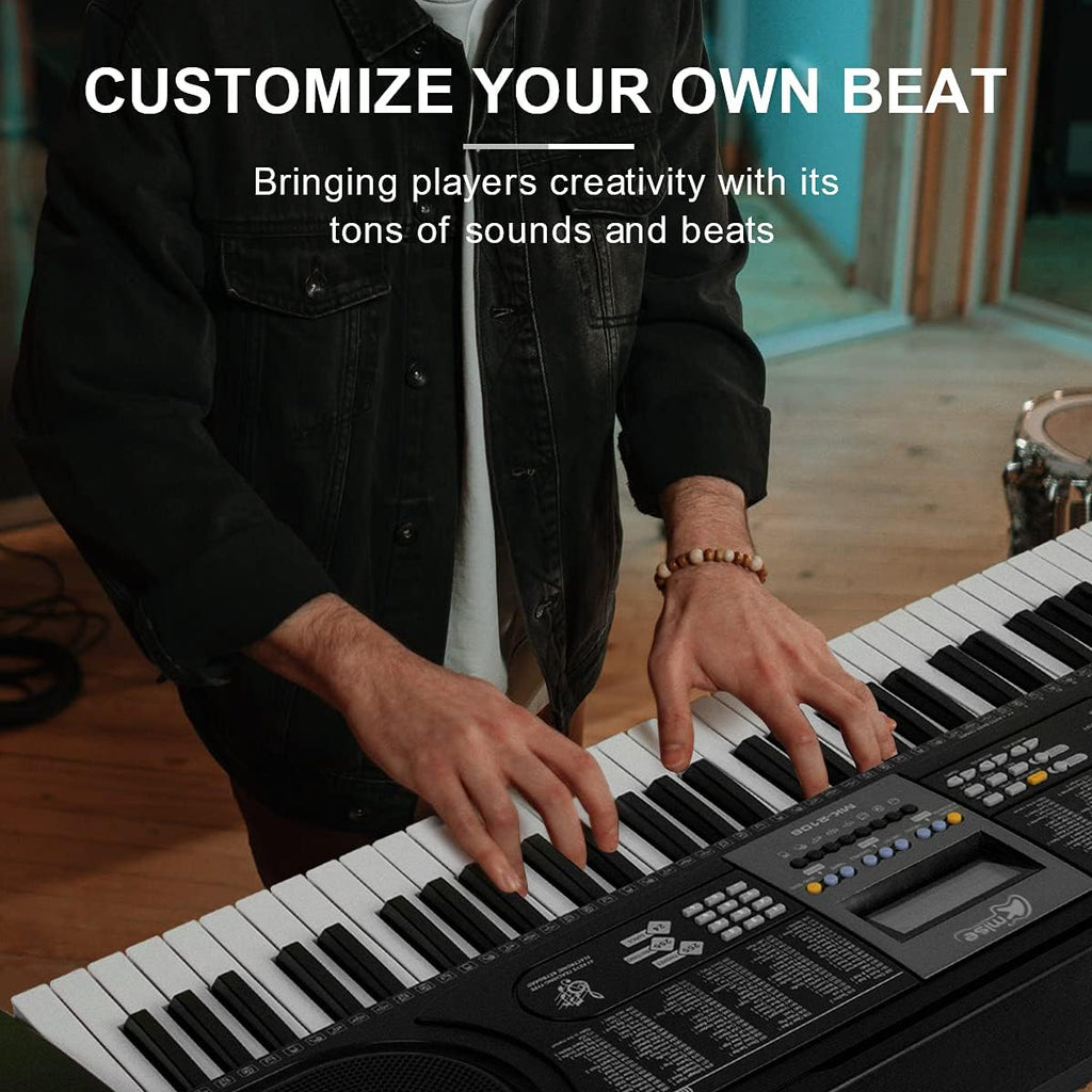 61 Key Digital Piano Portable Electronic Keyboard with Built-In Speaker, Microphone, Music Stand W61204