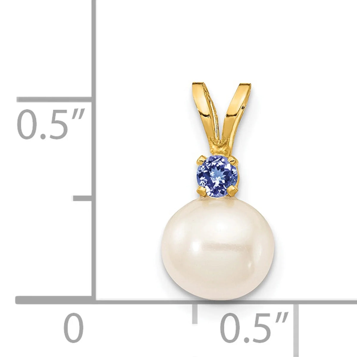 14K Yellow Gold Fresh-Water-Cultured Pearl Tanzanite Pendant Charm with Rope Chain Necklace 16'' G908385