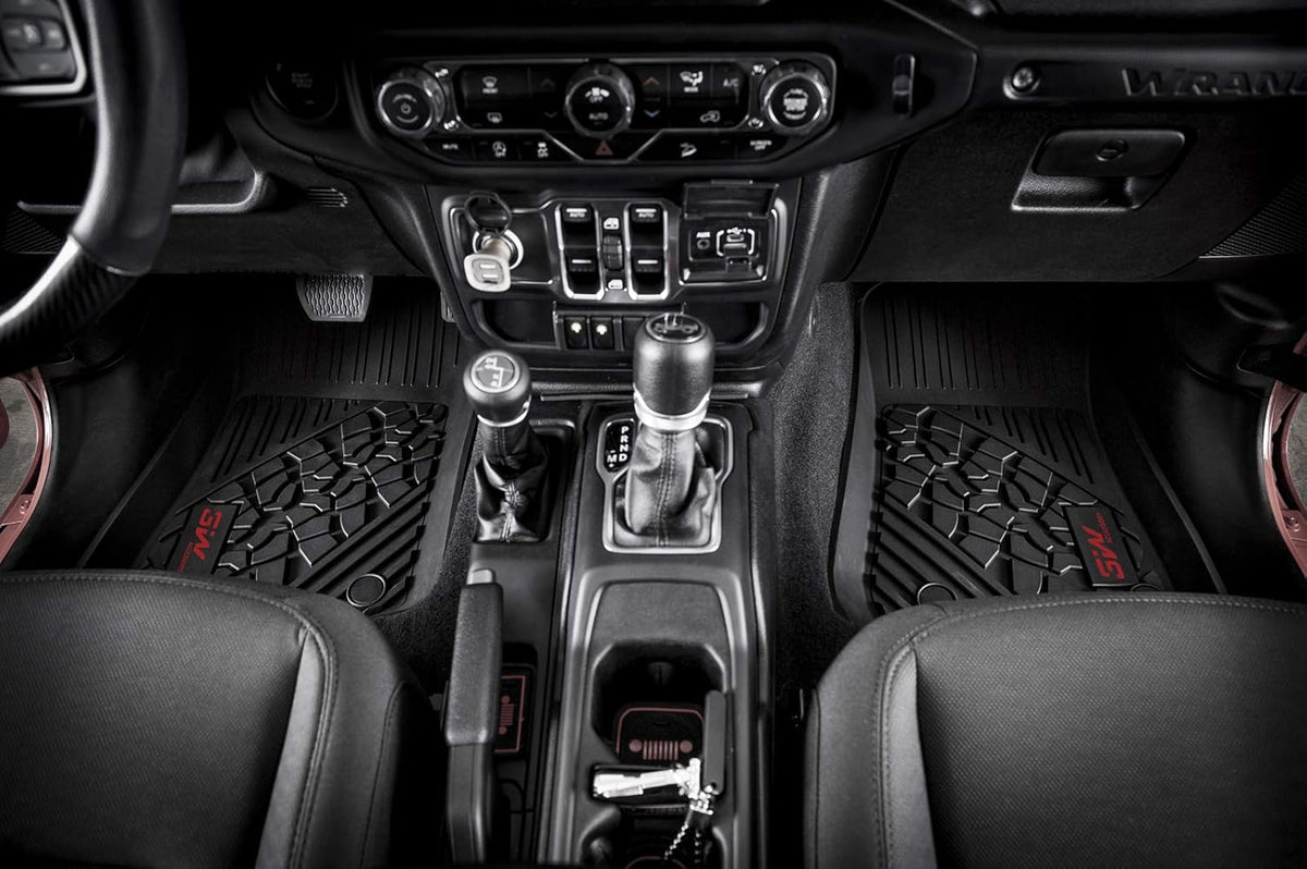 Black Custom Fit Cargo Mat Trunk Liner for Jeep Wrangler JL Unlimited 4-Door, Pack of 2 F253