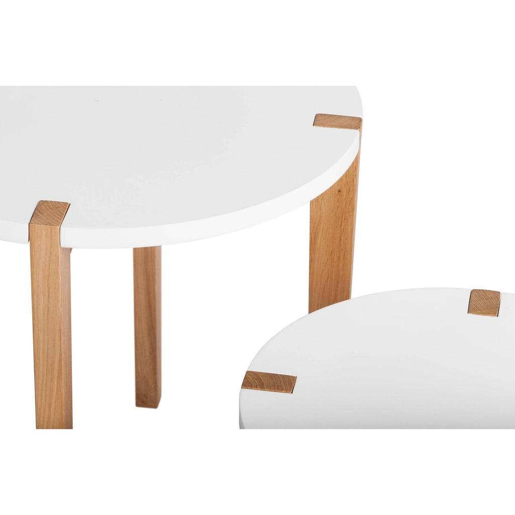 White Oak Round Nesting Side Tables (Set of 2) E772675