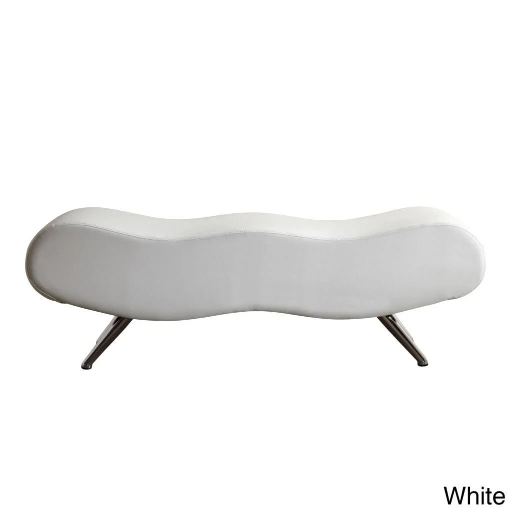 White Faux Leather Chrome Bench S935823