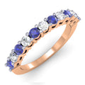 14K Rose Gold White Diamond Blue Sapphire Stackable Wedding Band K404