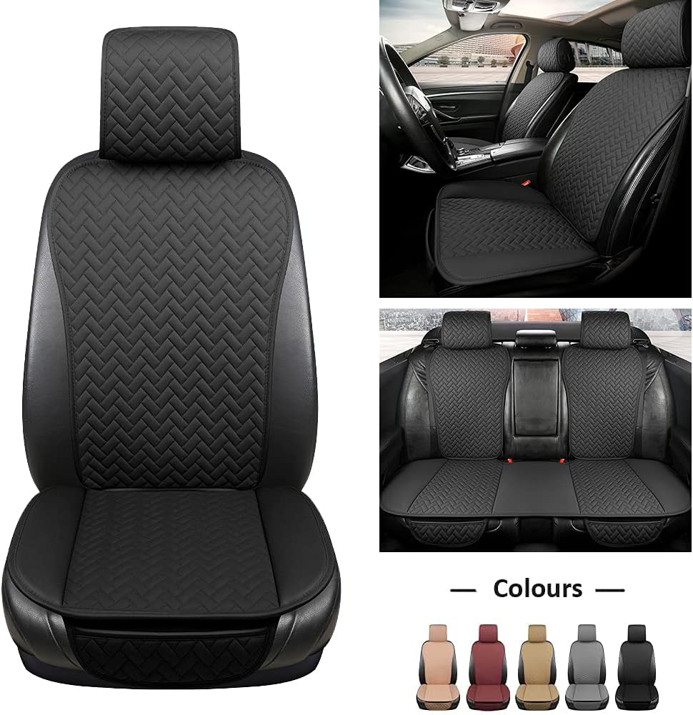 Black PU Leather Car Seat Covers Full Set V353451