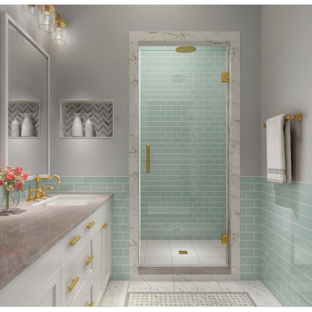 Brushed Gold Frameless Shower Door Z646