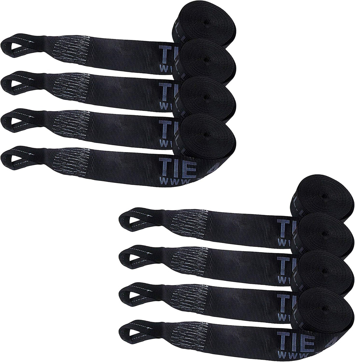 4 x 30' Heavy Duty Twisted Loop Winch Strap Tie Down (Yellow, 10 - Pack) F8037