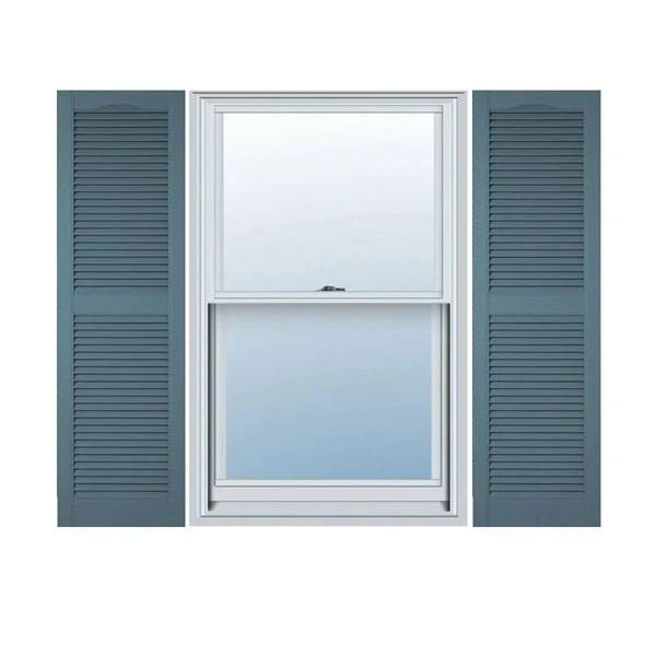 14-1/2 in. x 64 in. Vinyl Open Louvered Shutters Pair Wedgewood Blue N701
