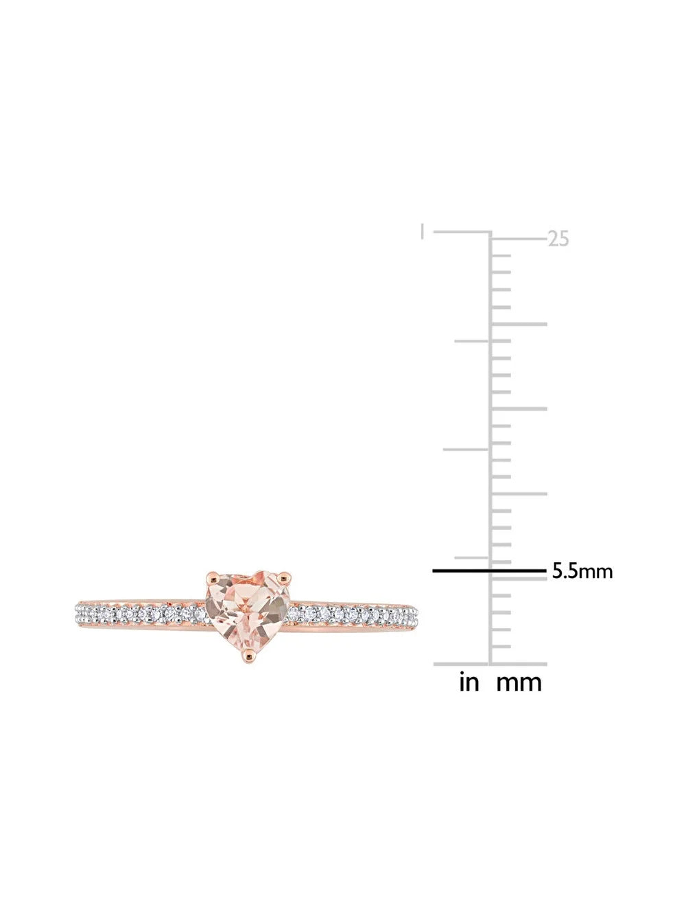10K Rose Pink Gold Morganite Heart Promise Ring with Diamonds N6128
