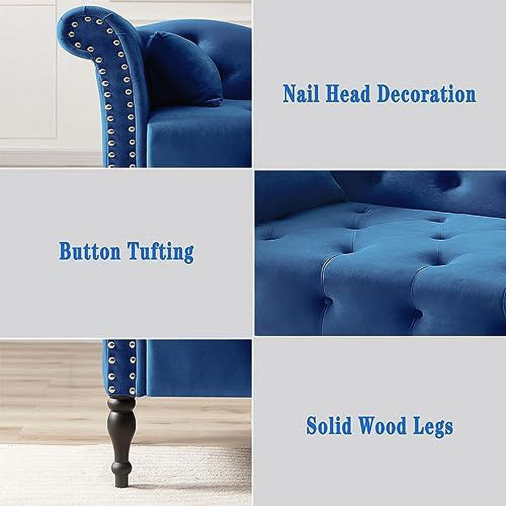 Grey Velvet Rolled Arm Chaise Lounge with Pillow F20608