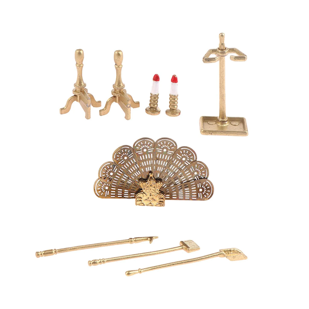 Miniature Metal Fireplace Dollhouse Decoration Y14764