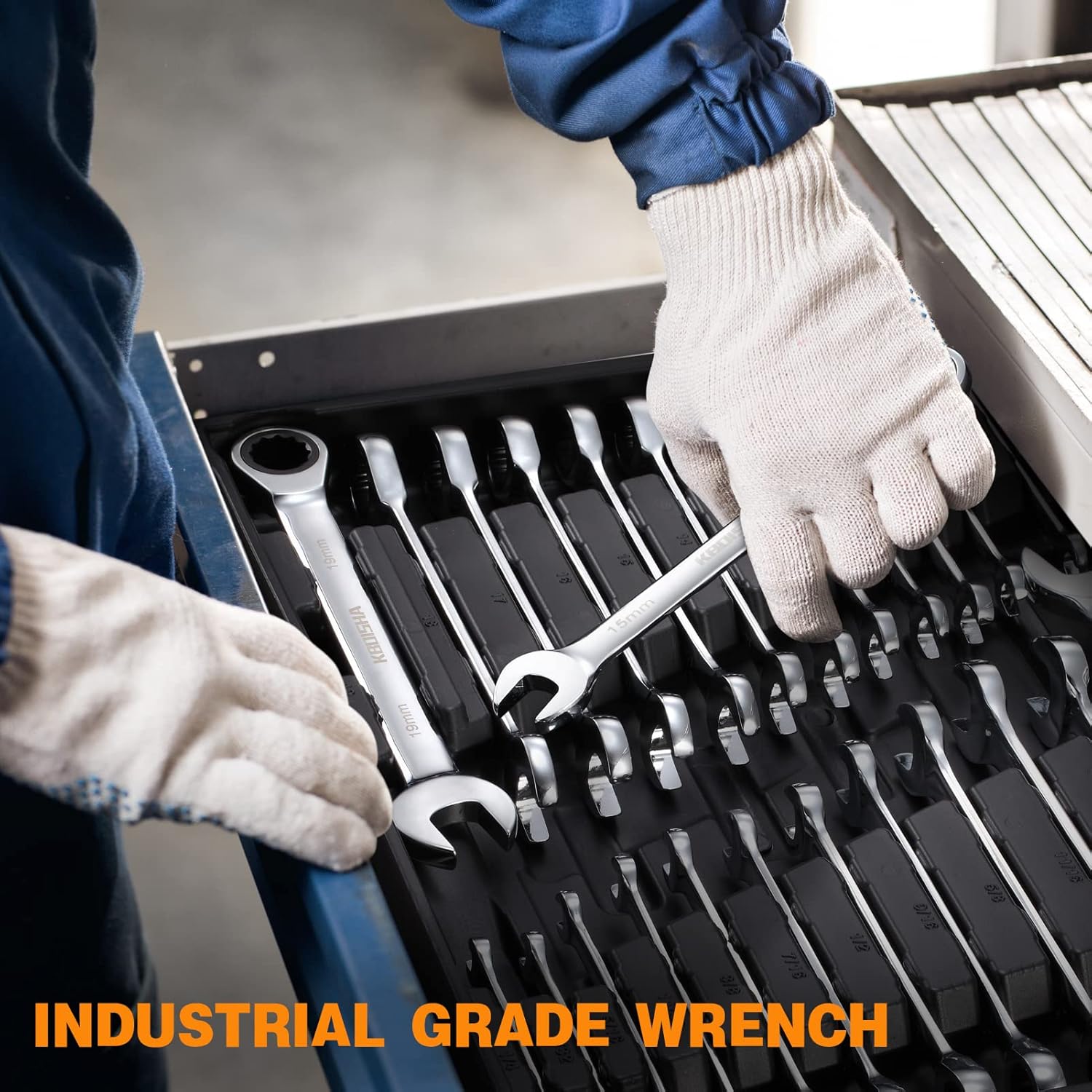 24-Piece Chrome Vanadium Steel Ratcheting Combination Wrench Set with Metric & SAE 72-Tooth X9562