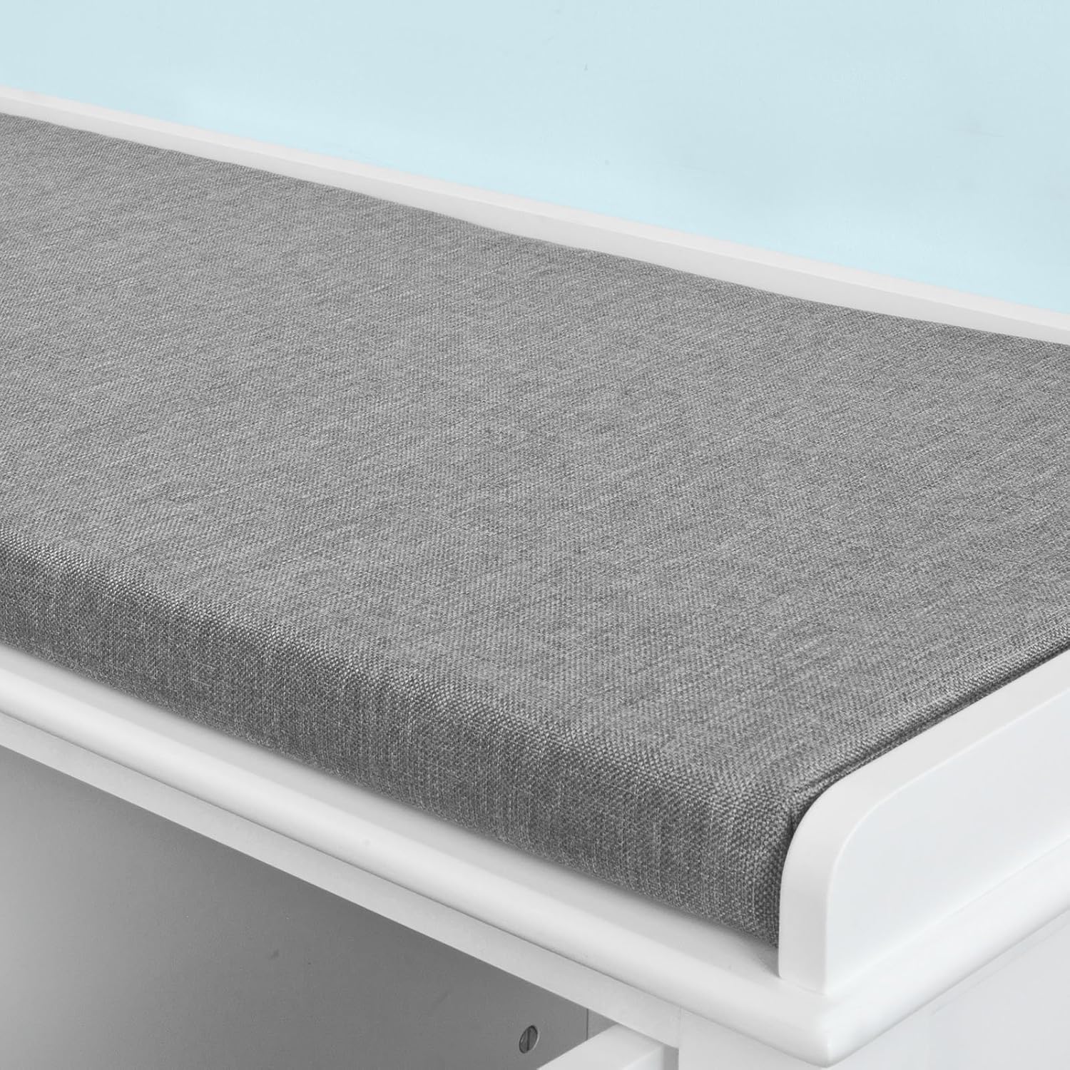 White Shoe Storage Bench with 2 Doors and Removable Seat Cushion B584243