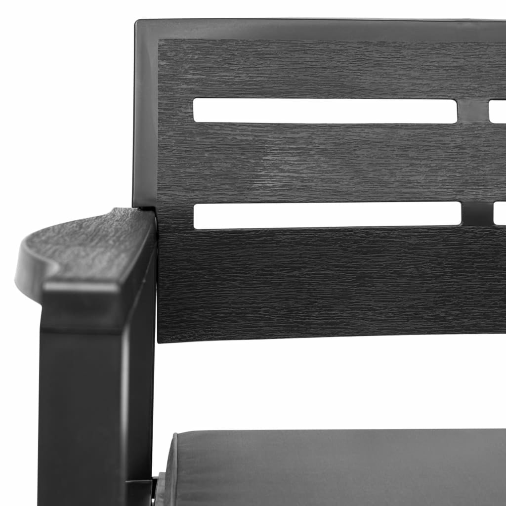 4 Piece Patio Lounge Set with Cushions, 2 Armchairs and Coffee Table Plastic Outdoor Sectional Sofa Set W77369