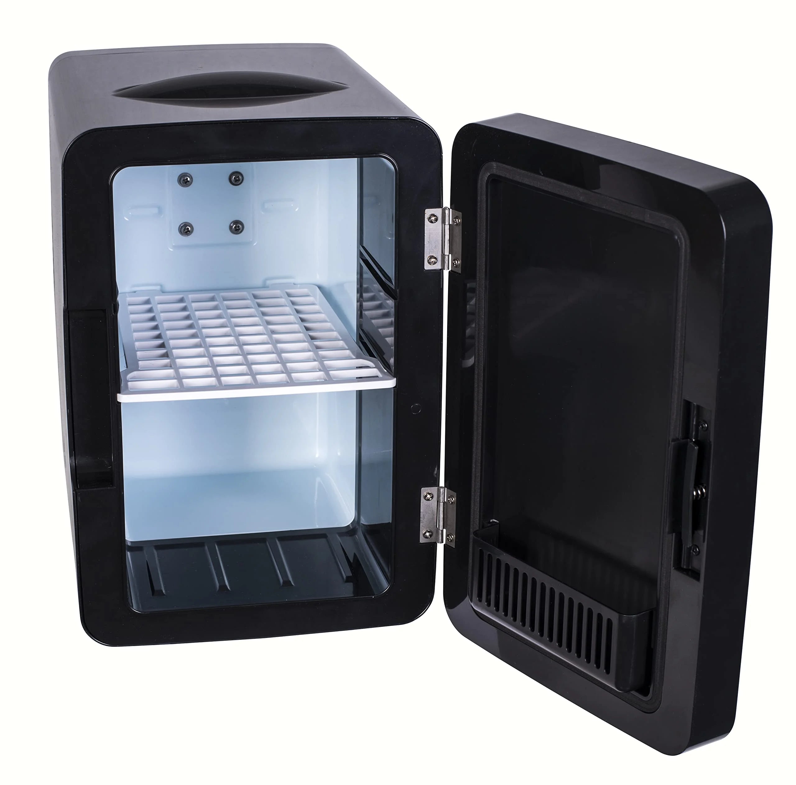 Mini Portable Lighted Mirror Fridge Cooler, 6.5L Capacity, Black O3923