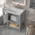 Grey 24 inch Bathroom Vanity Set with Cabinet, Solid Wood Frame, Ceramic Sink A422