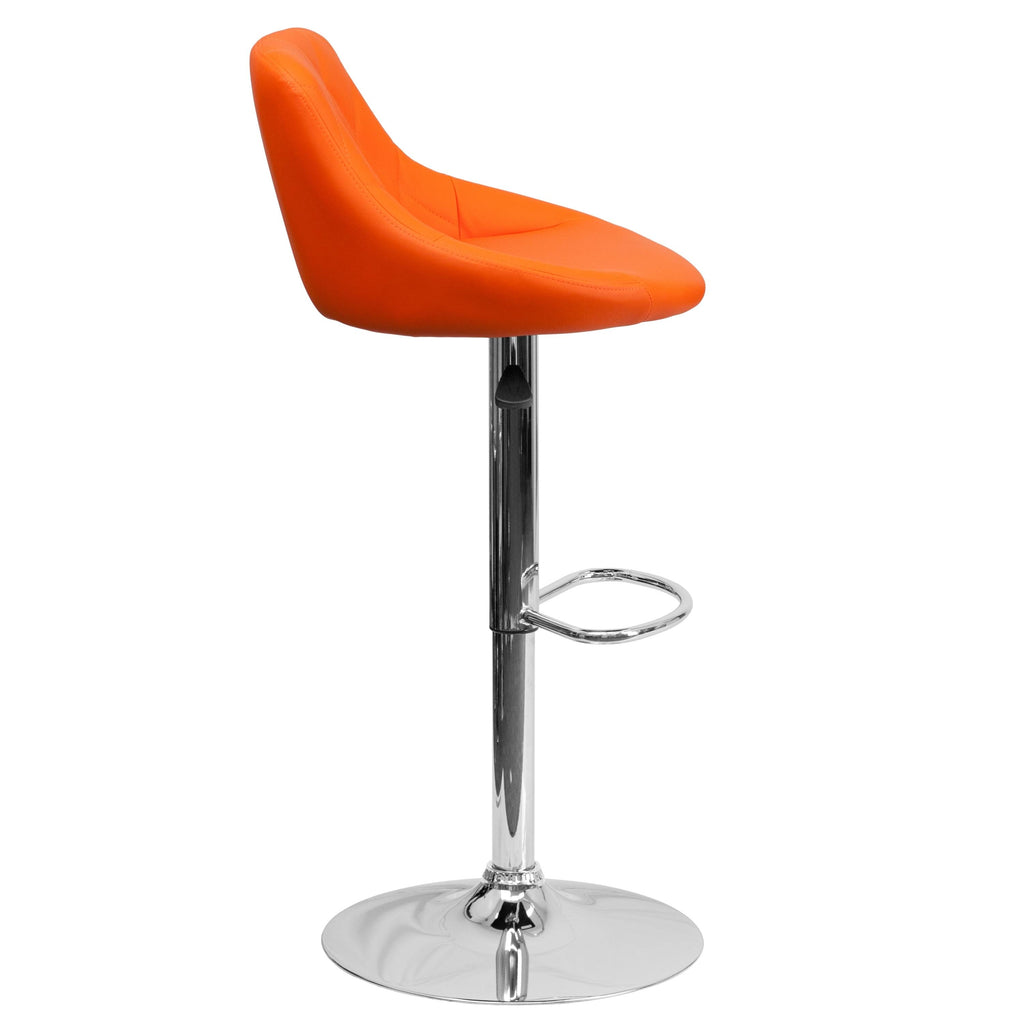 2 Pk. Black Vinyl Bucket Seat Adjustable Height Barstool with Chrome Base W80274