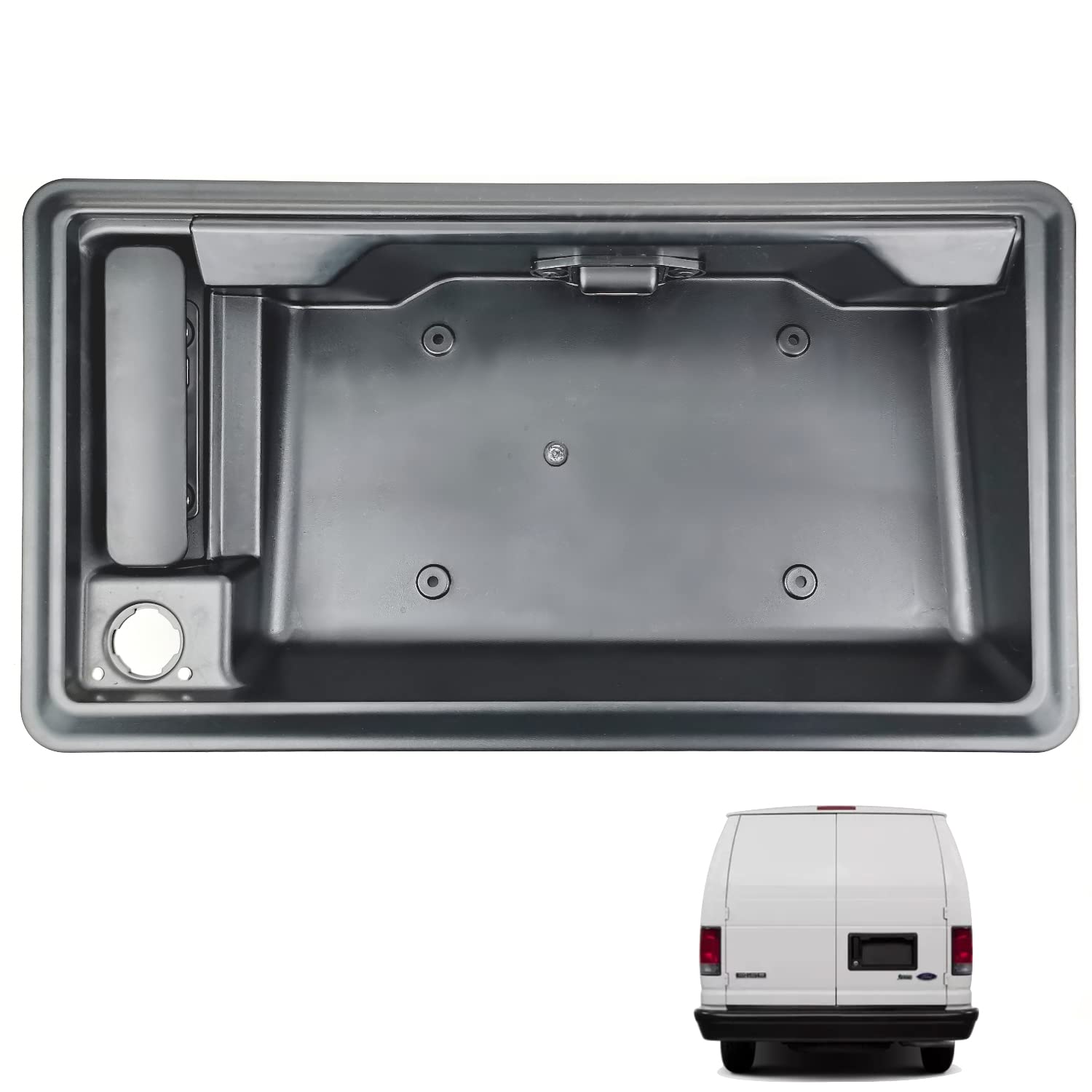 Right Side Rear Exterior Cargo Door Handle & License Plate Housing Frame Bracket for 08-21 Ford E150 E250 E350 E450, Pack of 2 Y719
