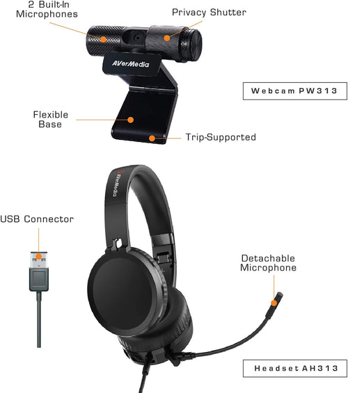 1080p Webcam USB 2.0 Headset with Microphone L83197