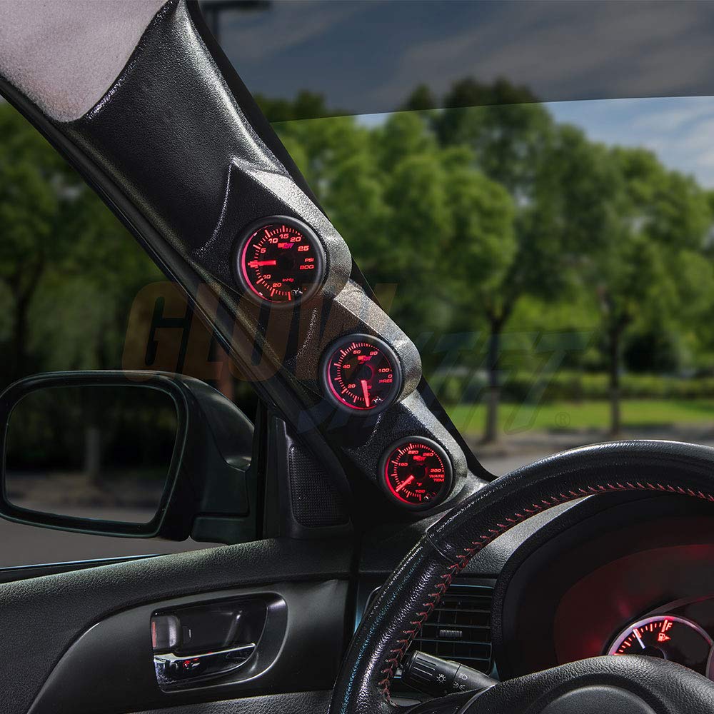 Tinted 7 Color 30 PSI Boost Vacuum Oil Pressure Oil Temperature Gauges Black Triple Pillar Pod N27529