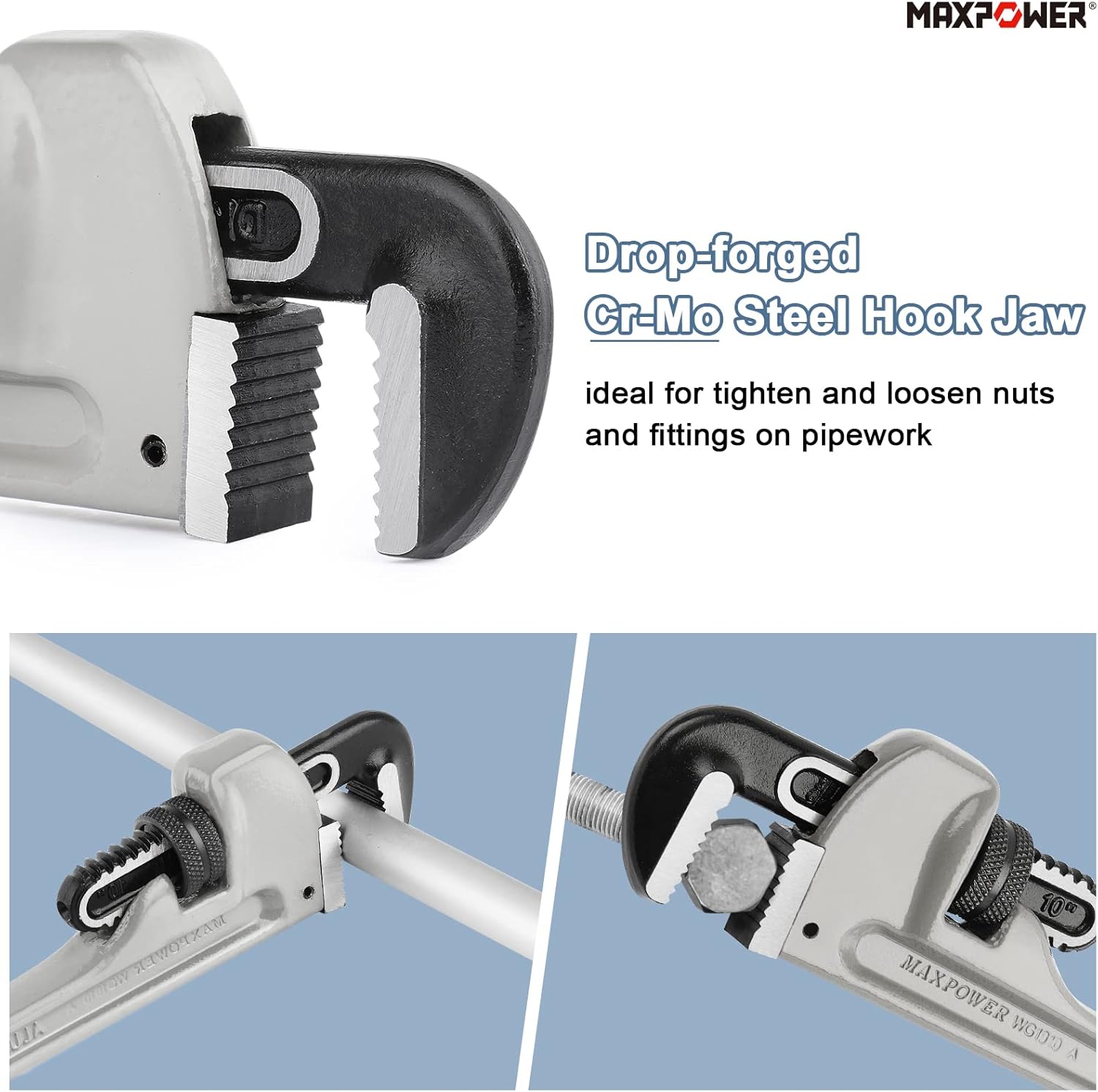 Pipe Wrench Set 10" 14" 18" Aluminum Plumber Wrenches Pack of 2 M92836