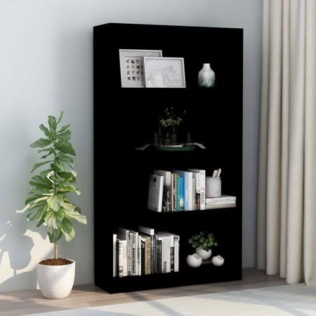 4-Tier Black Chipboard Book Cabinet F542474