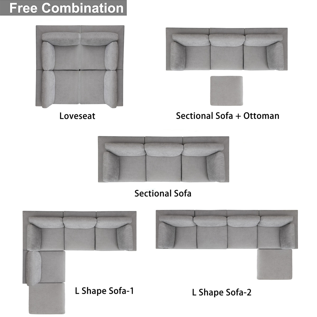 Gray Modular Armless Sofa R6727