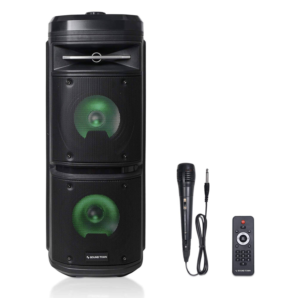 Dual 6.5” Portable PA Speaker with Built-in Rechargeable Battery, Bluetooth, USB, LED G24377