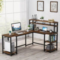 Rustic Brown L-Shape Desk with Hutch K14568