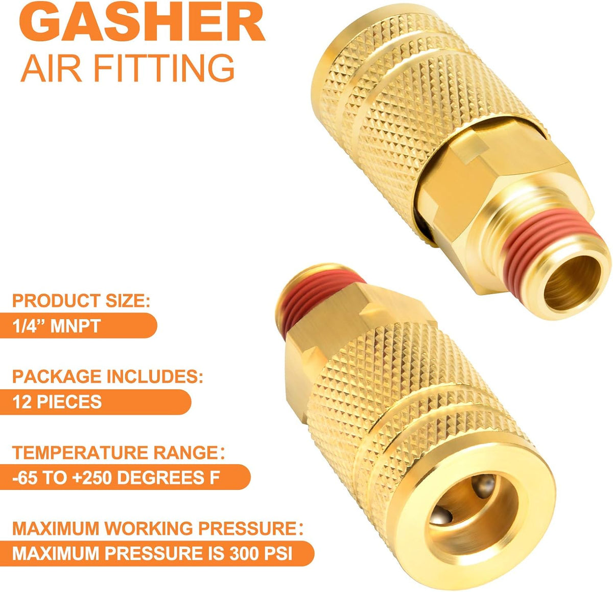 12PCS 1/4-Inch Brass Quick Connect Air Coupler C73949