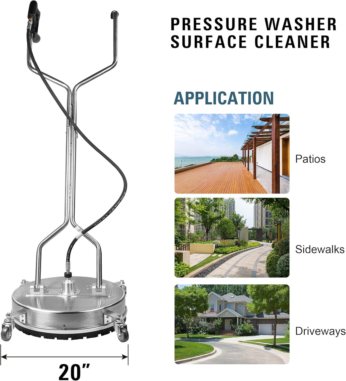 20" Stainless Steel Surface Cleaner Ground Washer S7504