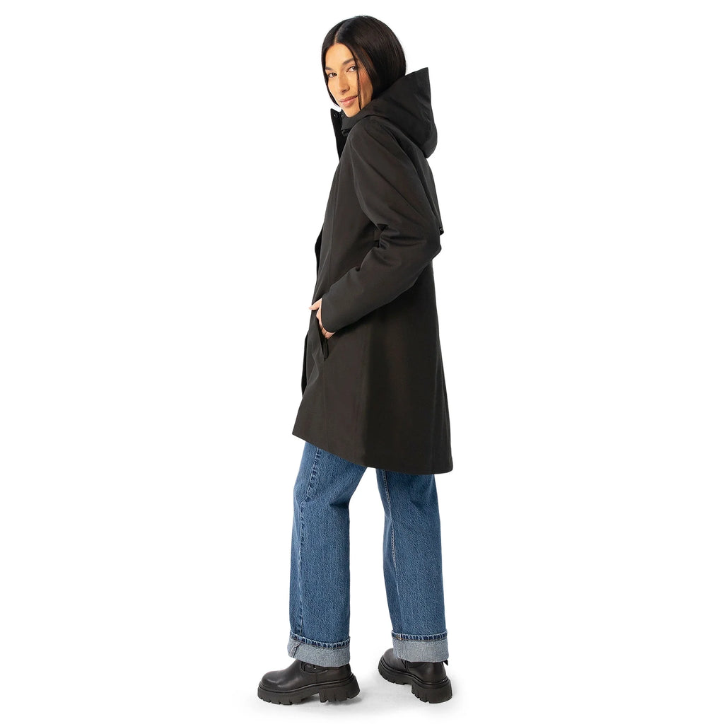 Black Waterproof Hooded Rain Jacket V3314