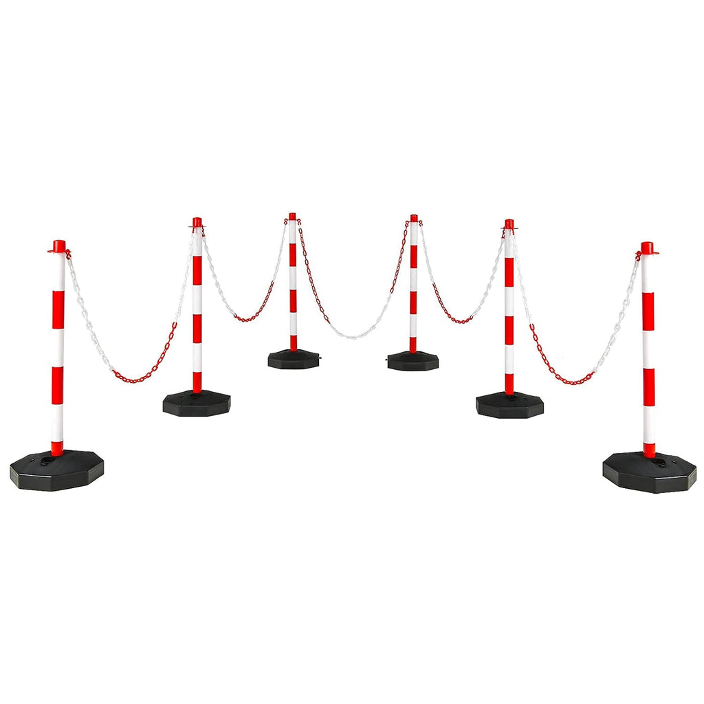 4 Pack Plastic Traffic Cones with Fillable Base and 5Ft Link Chains G7679