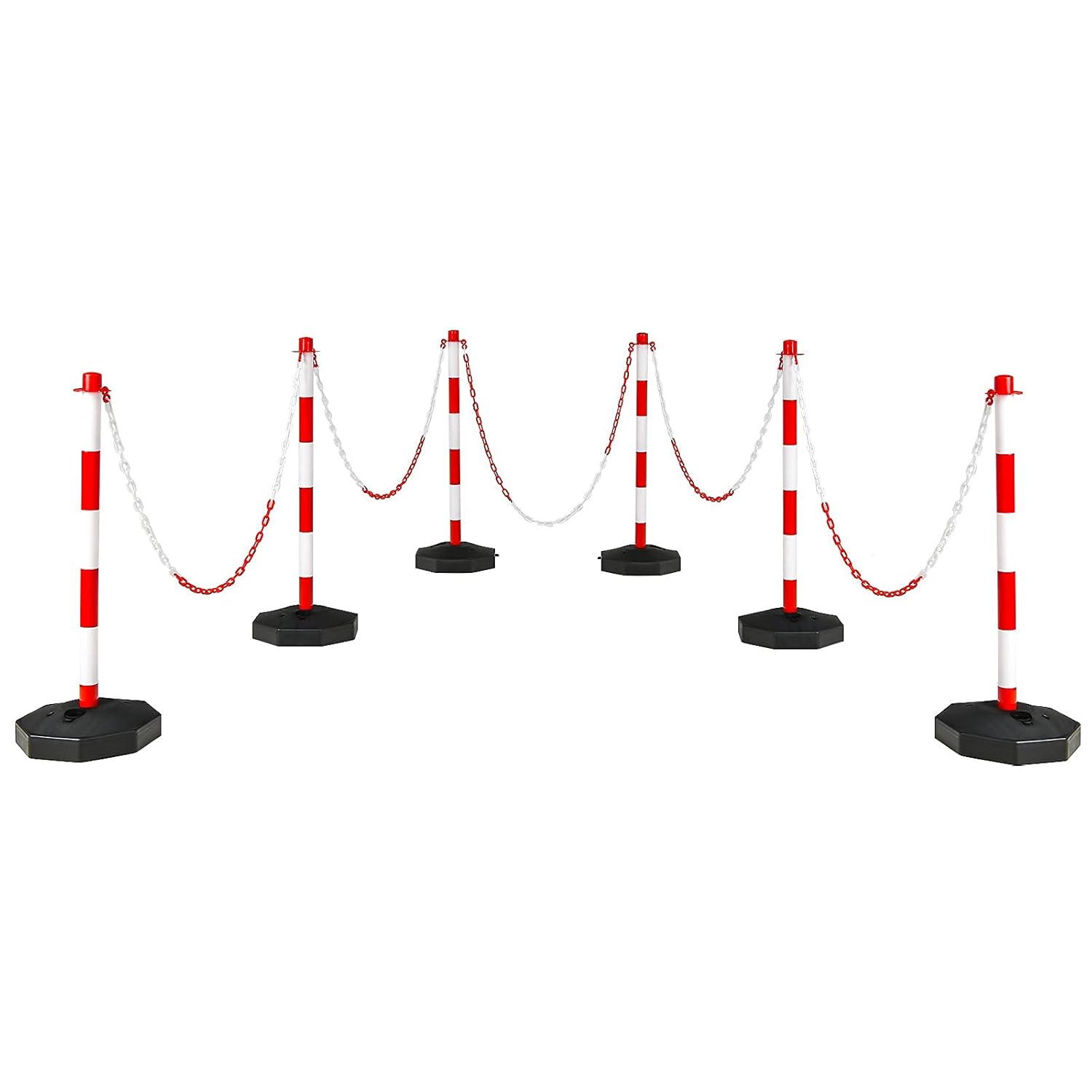 4 Pack Plastic Traffic Cones with Fillable Base and 5Ft Link Chains G7679