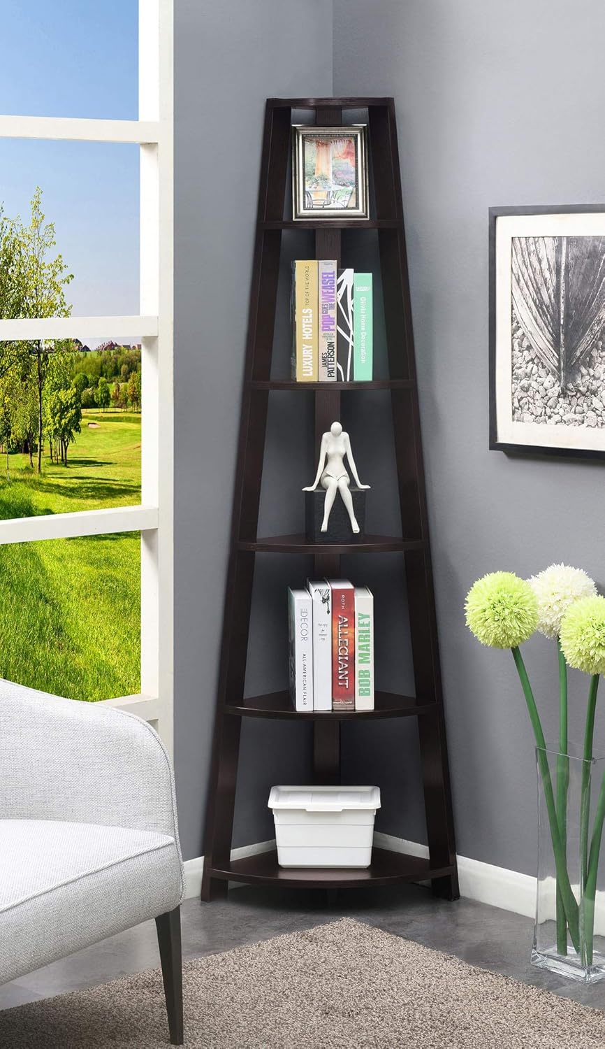5 Tier Corner Bookcase, Black E847