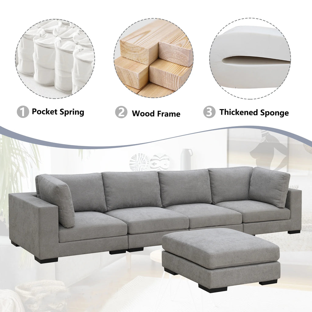 Gray Modular Armless Sofa R6727