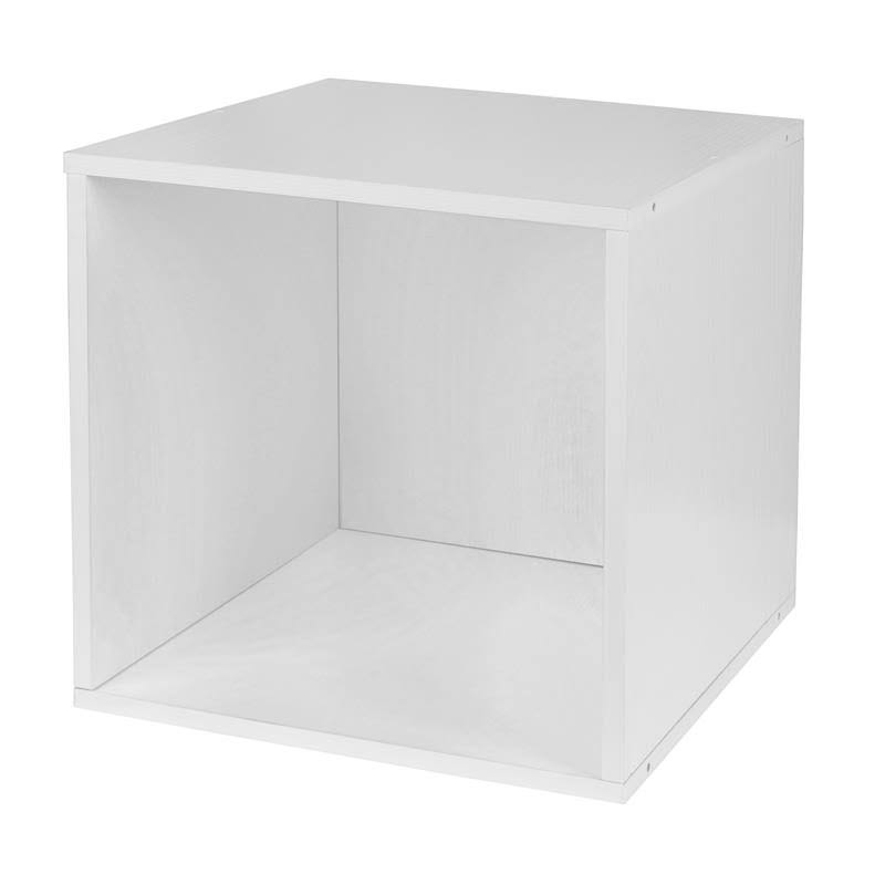 12 Cube Storage Set with 6 Canvas Bins White Wood Grain Natural J34613