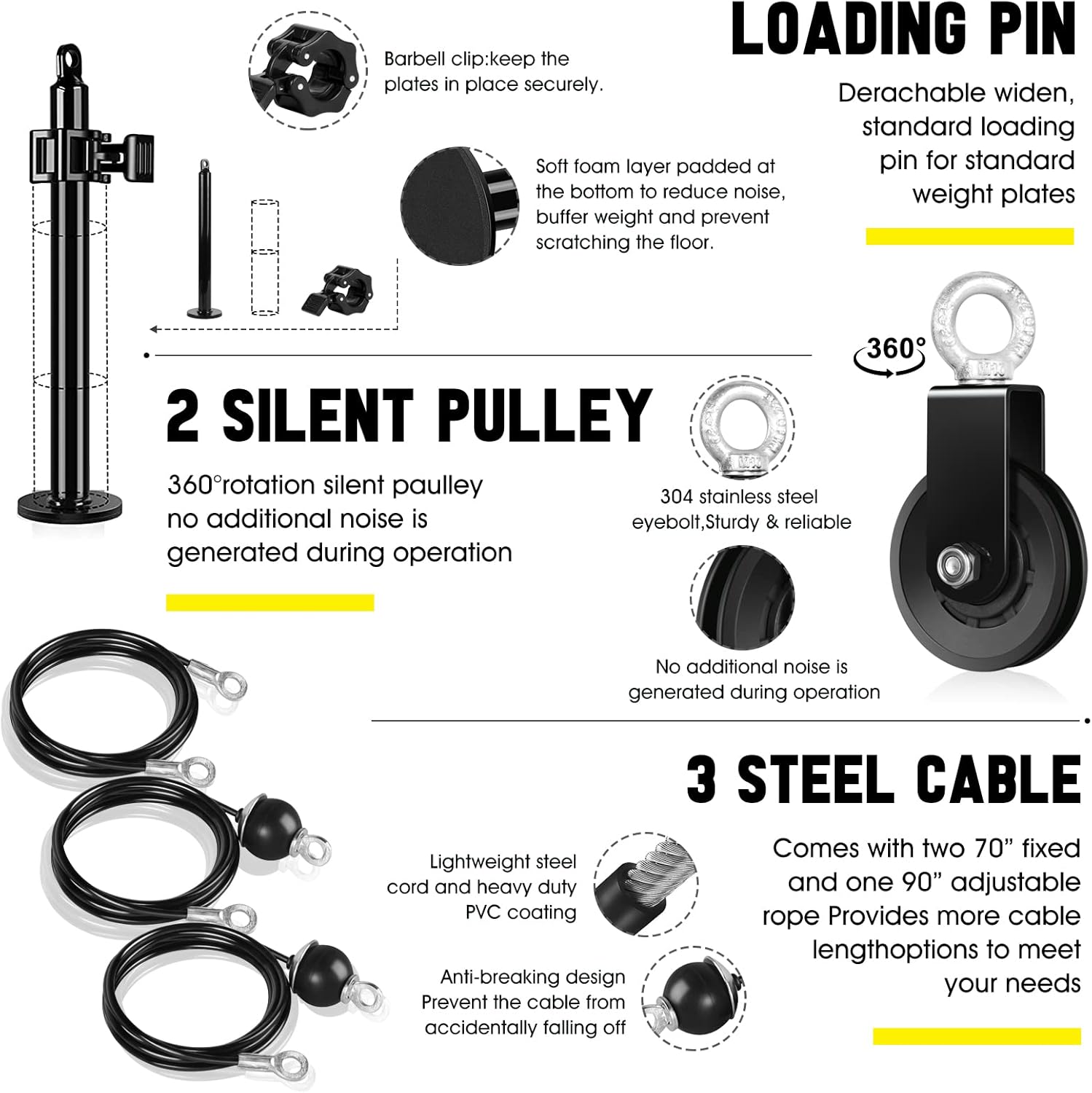 LAT Pull Down Cable Pulley Attachments for Home Gym Equipment P68090