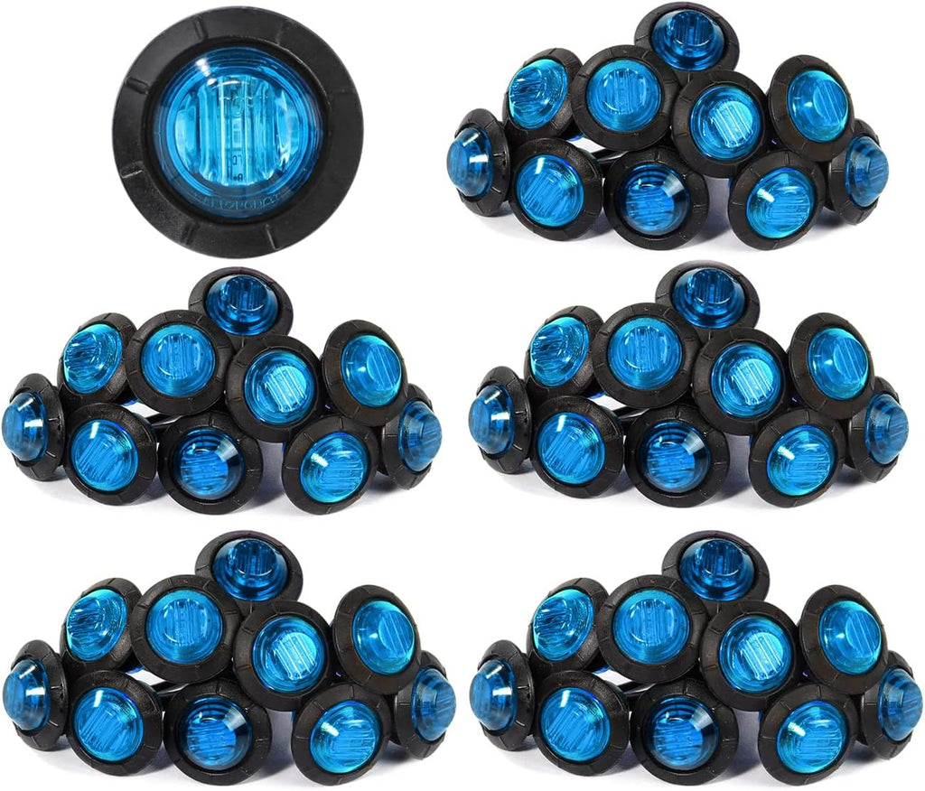 3/4 Inch Amber 3 LED Round Side Marker Indicator Lights (Pack of 50) W969245