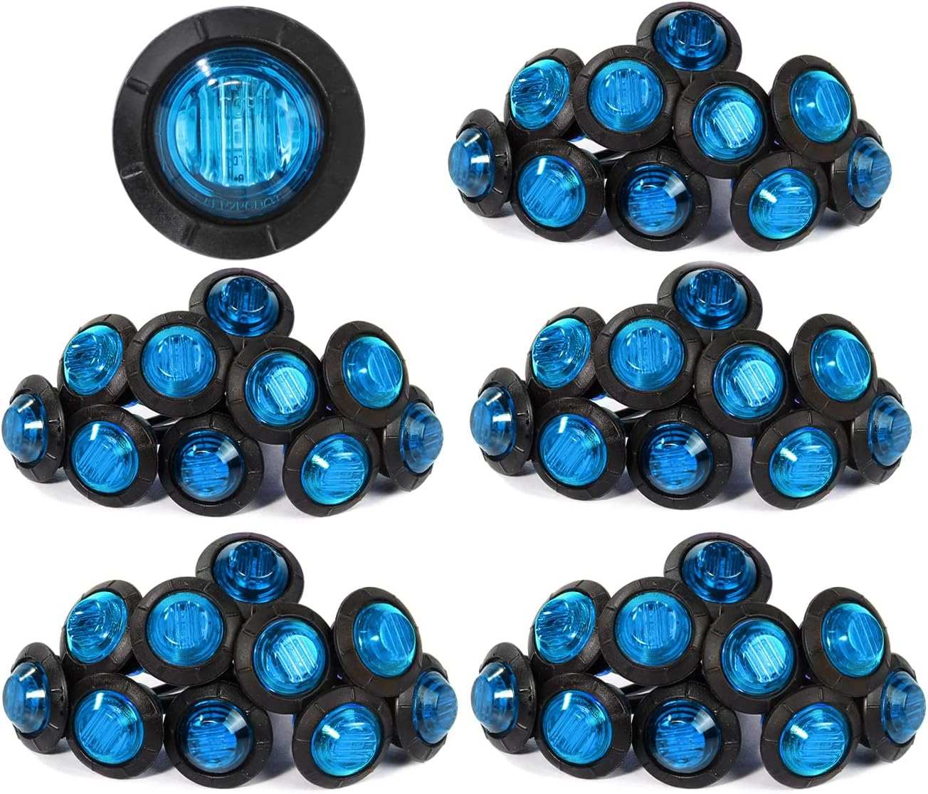3/4 Inch Amber 3 LED Round Side Marker Indicator Lights (Pack of 50) W969245