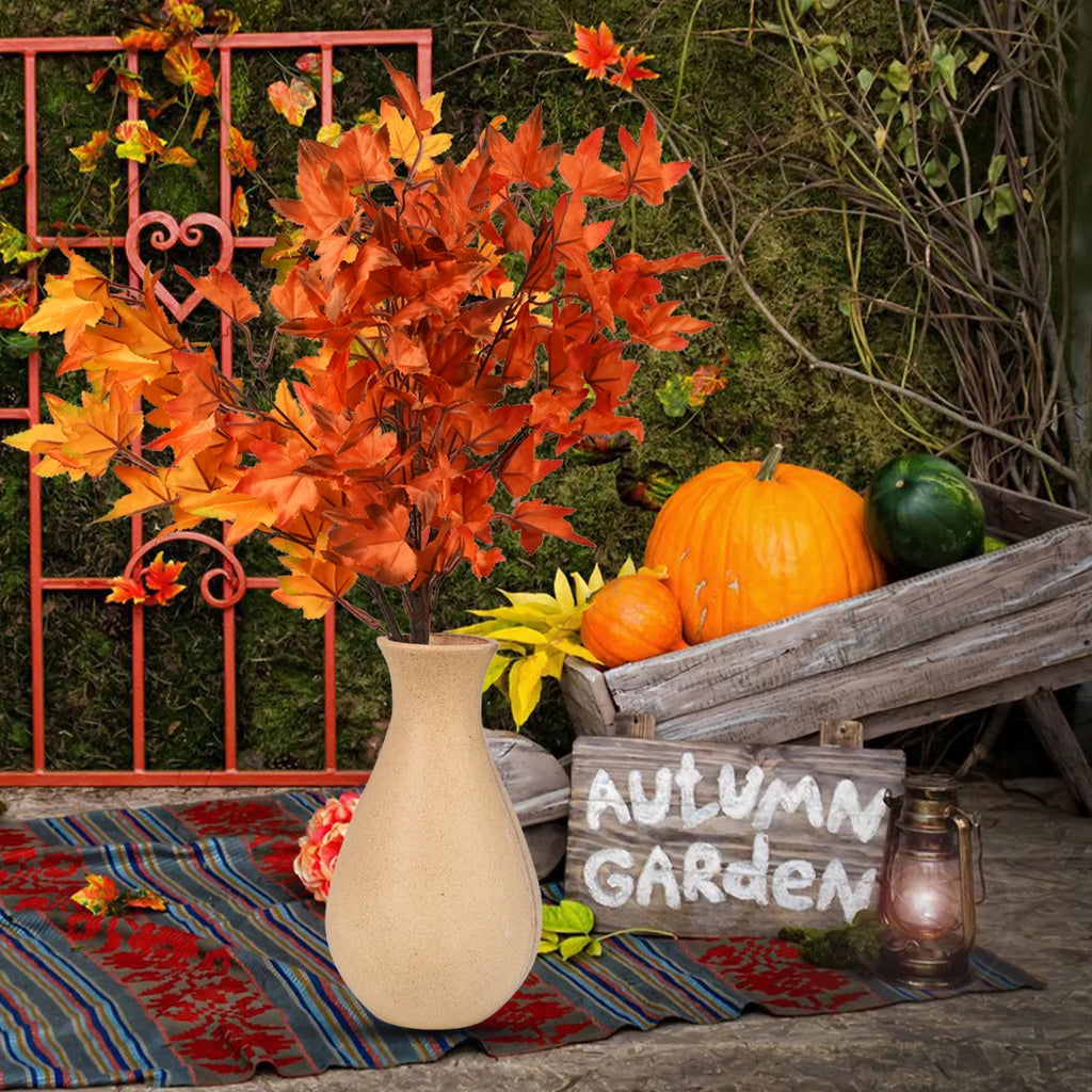 4Pcs Artificial Maple Leaves Branches 23in Orange Y1813