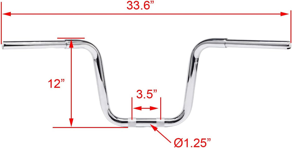 12'' Rise 1-1/4'' Ape Hanger HandleBars Chrome F6720