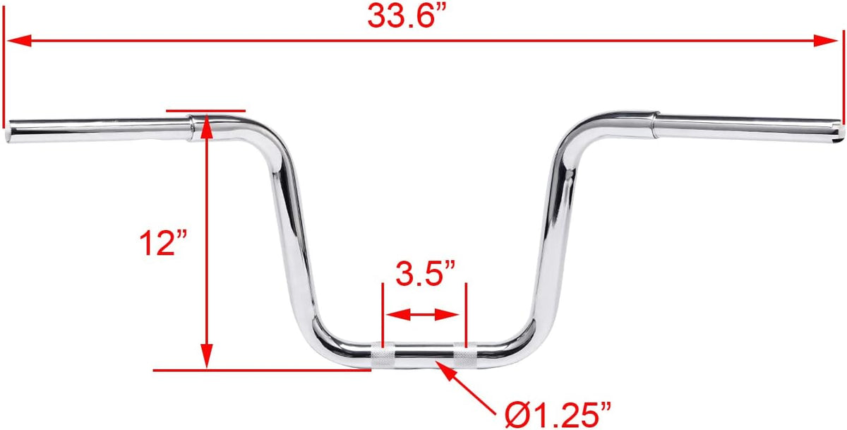 12'' Rise 1-1/4'' Ape Hanger HandleBars Chrome F6720