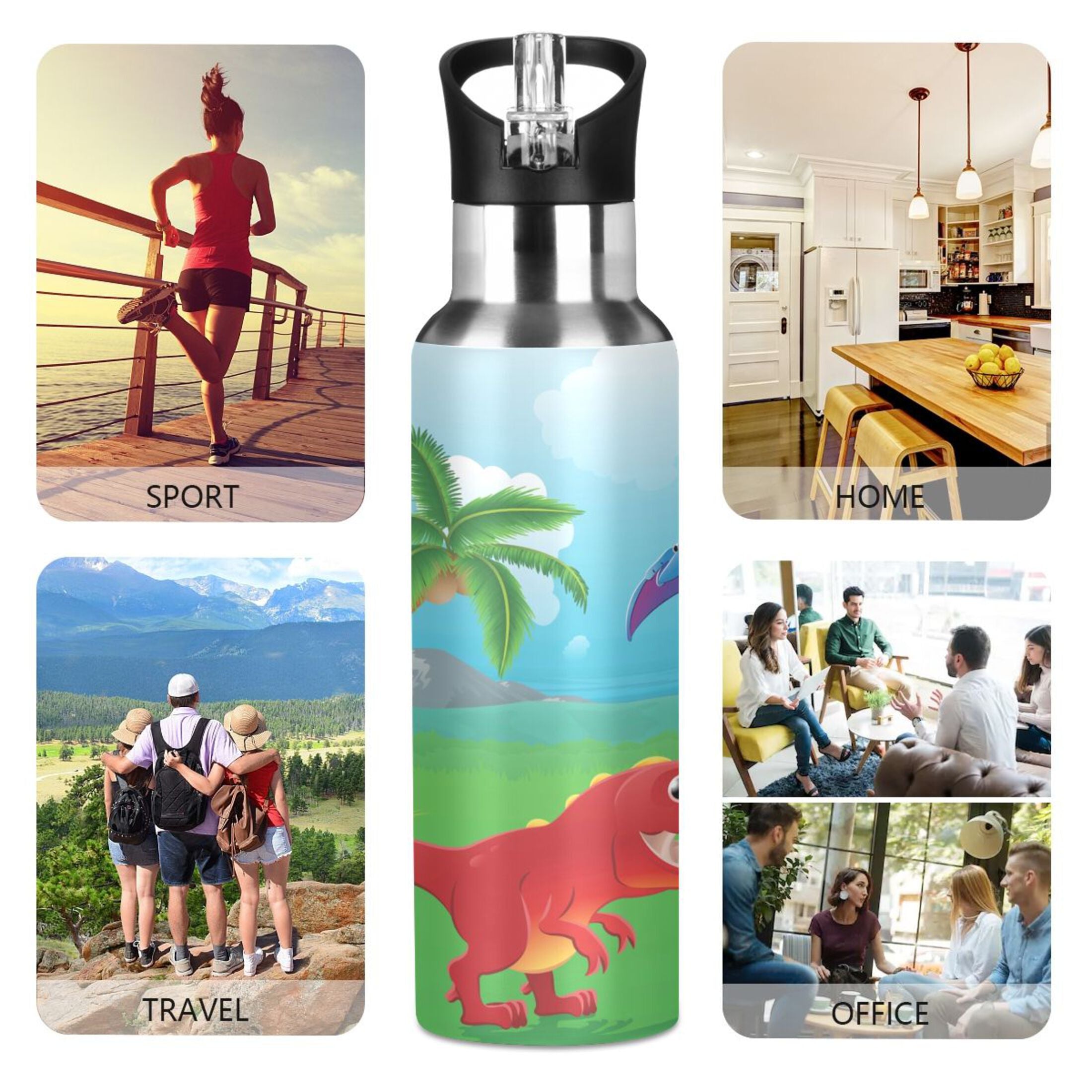 Red Stainless Steel Water Bottle with Straw Lid 20 OZ W587