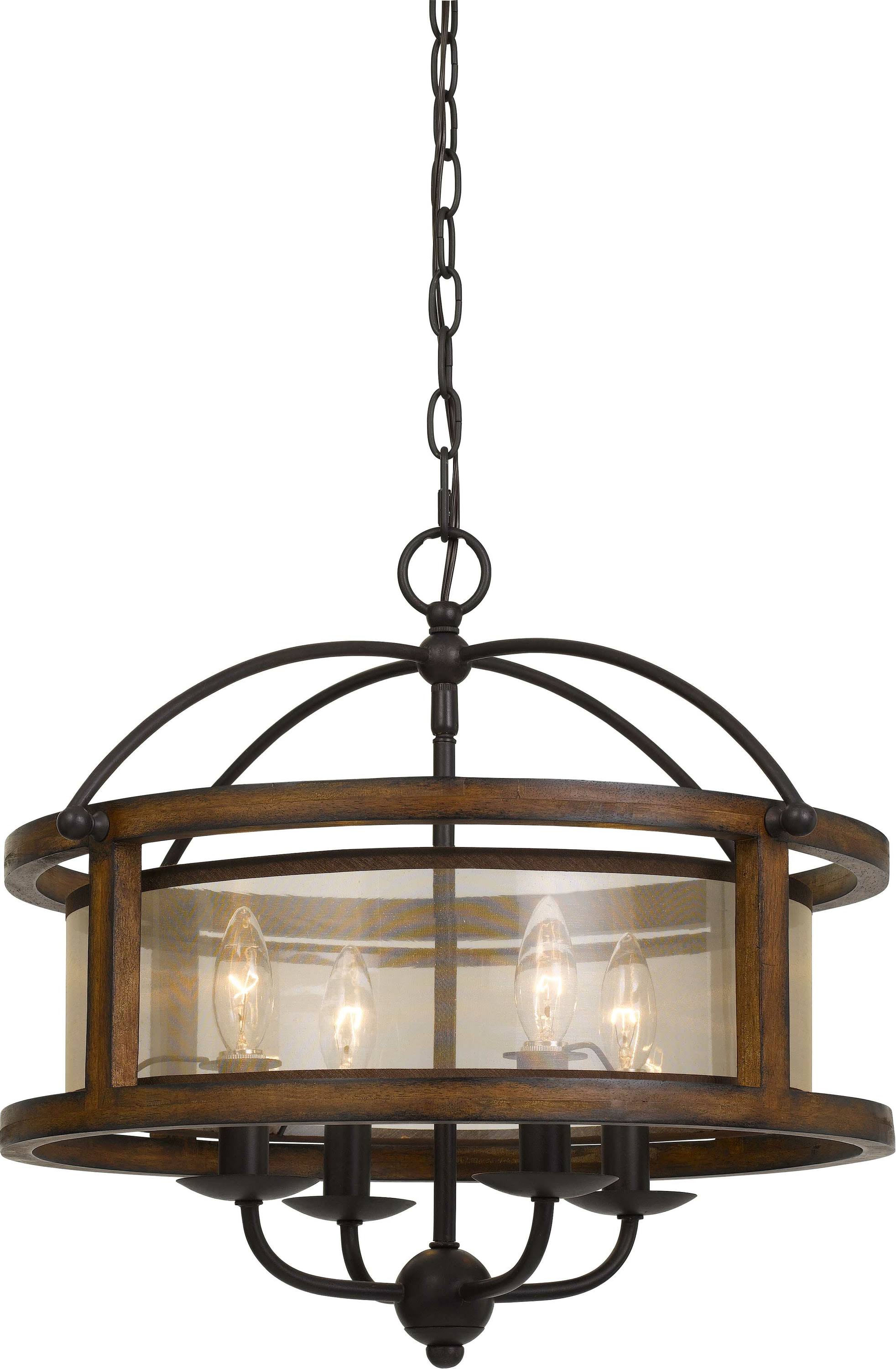 4 Light 20x22 Wide Chandelier Wood L6667
