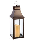 Bronze Brown Metal Lantern with Glass Panes O724344