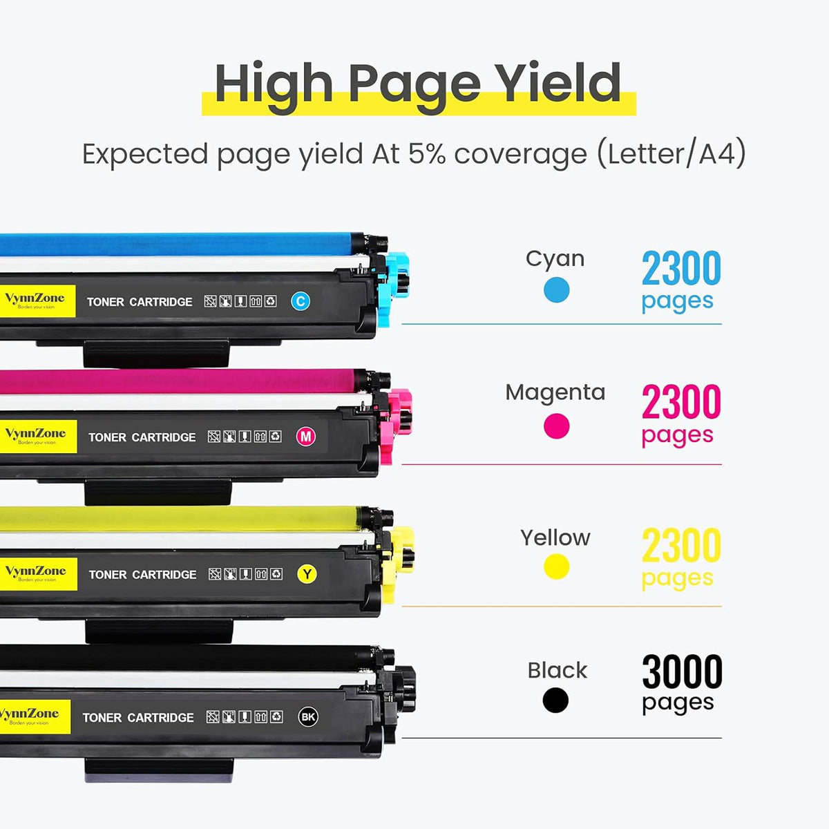 Toner Cartridge 4 Pack Black Cyan Magenta Yellow G364